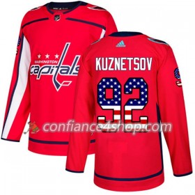 Adidas Maillot de Hockey Washington Capitals Evgeny Kuznetsov 92 2017-2018 Rouge USA Flag Fashion Authentic - Homme